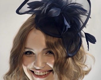 Marine Blauer Feder Fascinator: Handgefertigtes elegantes Headpiece