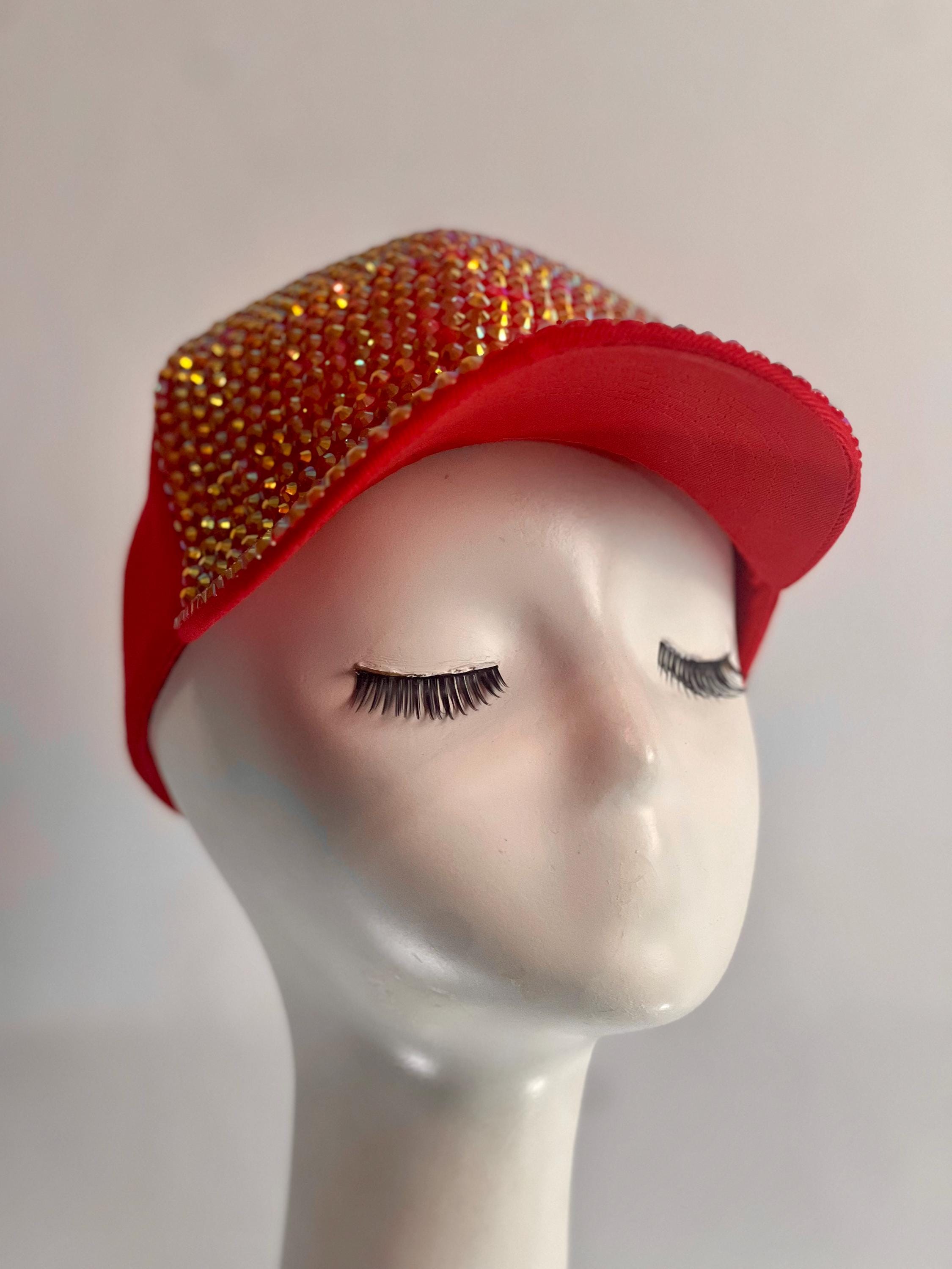 Red Rhinestone Baseball Cap: Sparkling Festival Sun Hat - Etsy display picture 1