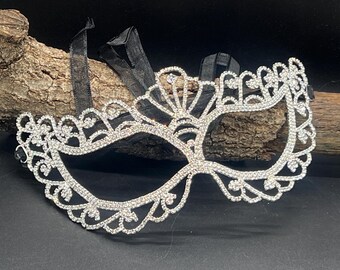 Maschera Nera con Pizzo e Strass Cancelleria Party Papiro Ercolano