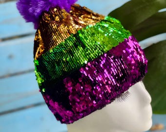 Gorgeous Unique Couture Sequined Beanie Holidays Christmas Festive Party Hat Cap Caviotess Women Sparkly Sequins Knitted Beanie Hat Warm  main image 4