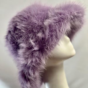 Lavender Purple Winter Faux Fur Furry Bucket Hat Fluffy Fuzzy Warm Hat Plush Fisherman Hat Soft Cozy Faux Fur Hat Many Colors Available