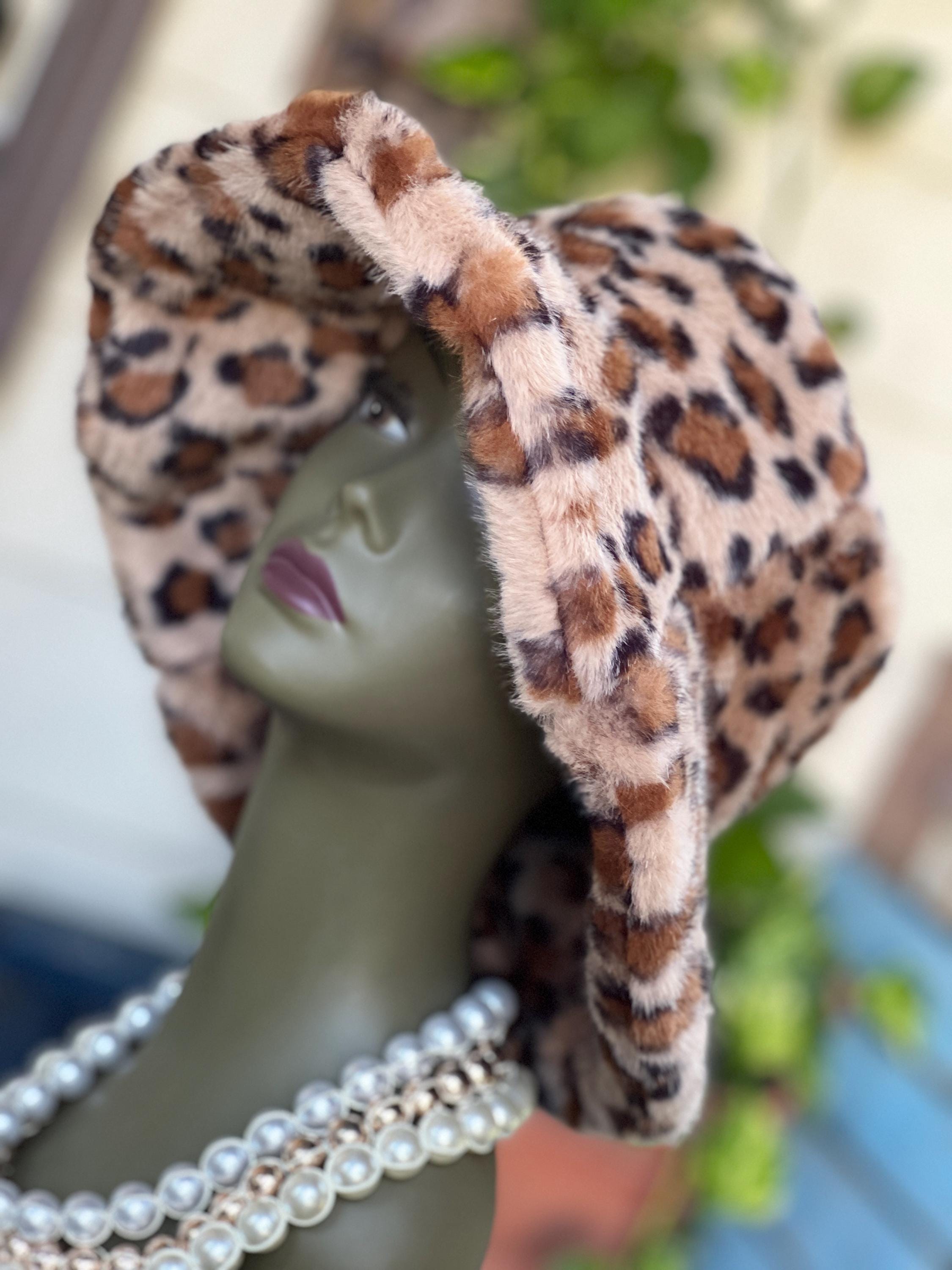 Pink Leopard Print Faux Fur Fluffy Plush Festival Statement Winter Bucket Hat Fluffy Leopard Bucket Hat - Etsy main image 4