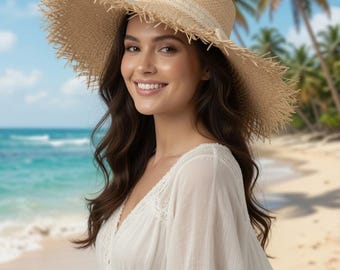Light Tan Raffia Palm Hat – Elegant and Versatile Summer Accessory