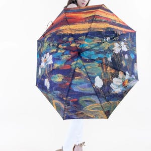 Waterlilies and Lady with a Parasol umbrella Famous Artwork Print Umbrella – The Perfect Art-Inspired Gift