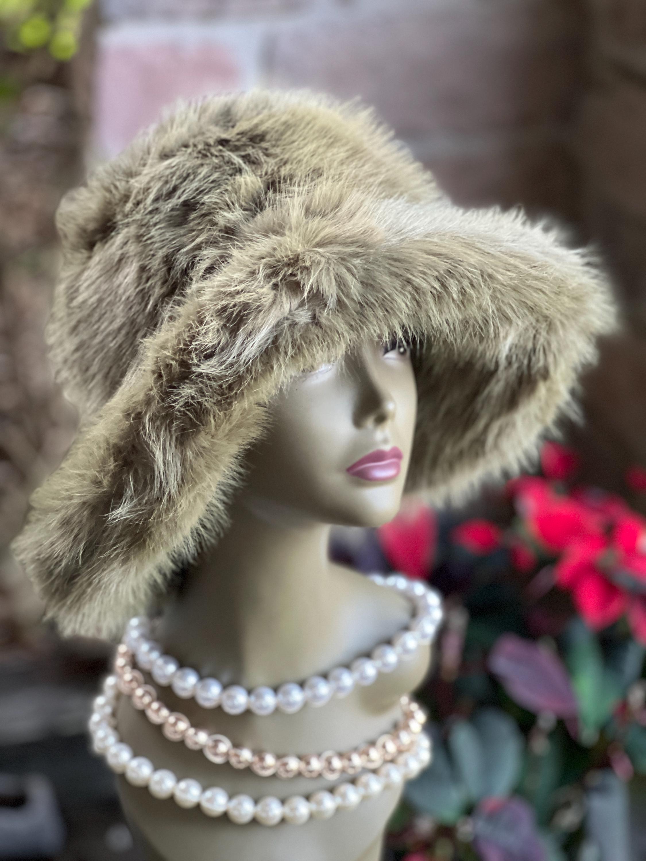 Olive Green Faux Fur Bucket Hat: Warm Plush Winter Hat - Etsy display picture 2