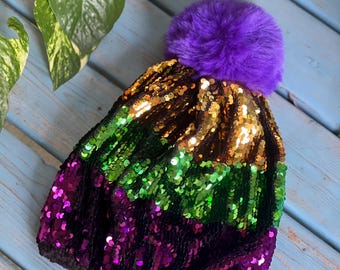 ??Green and Purple Pom-Pom Beanie Made In Italy il_fullxfull.6517820763_f1nb.jpg main image 3