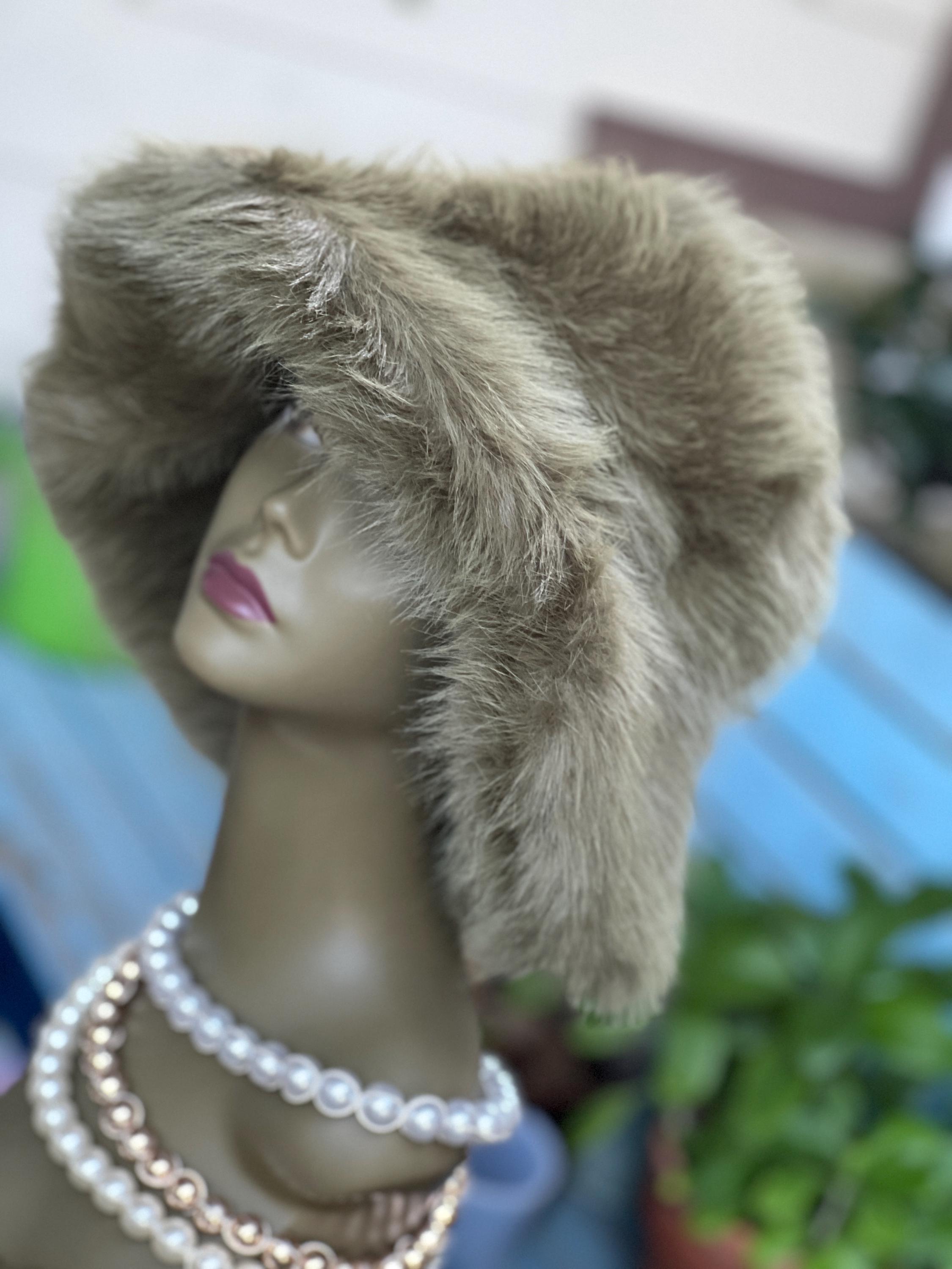 Olive Green Faux Fur Bucket Hat: Warm Plush Winter Hat - Etsy display picture 1
