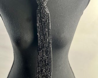 Black Dazzling Rhinestone Tie Necklace – Adjustable and Unique Statement Piece