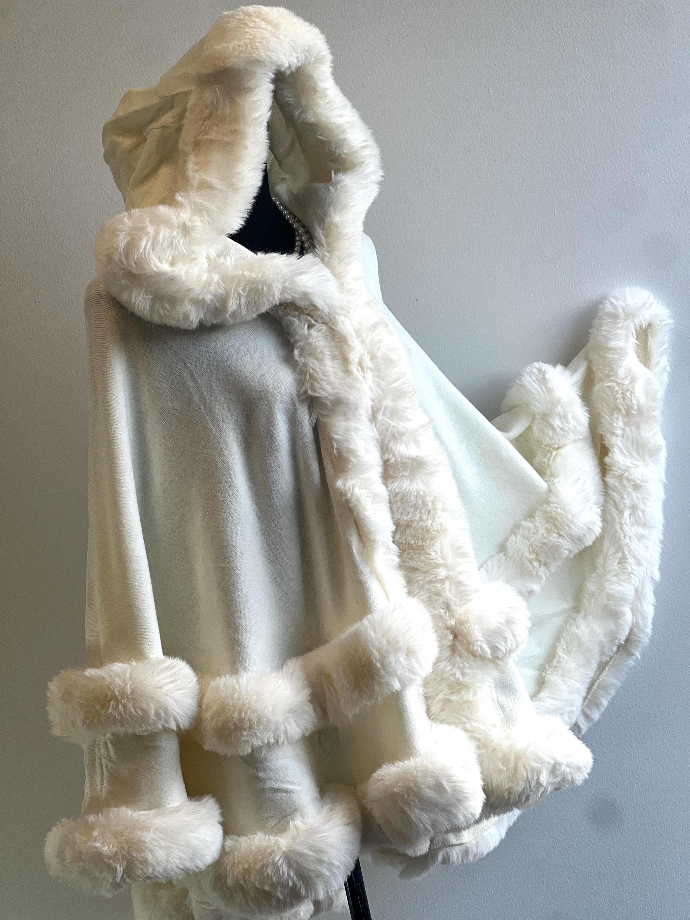 ジャケット・アウター EMBROIDERED FAUX FUR HOODED JACKET WHITE