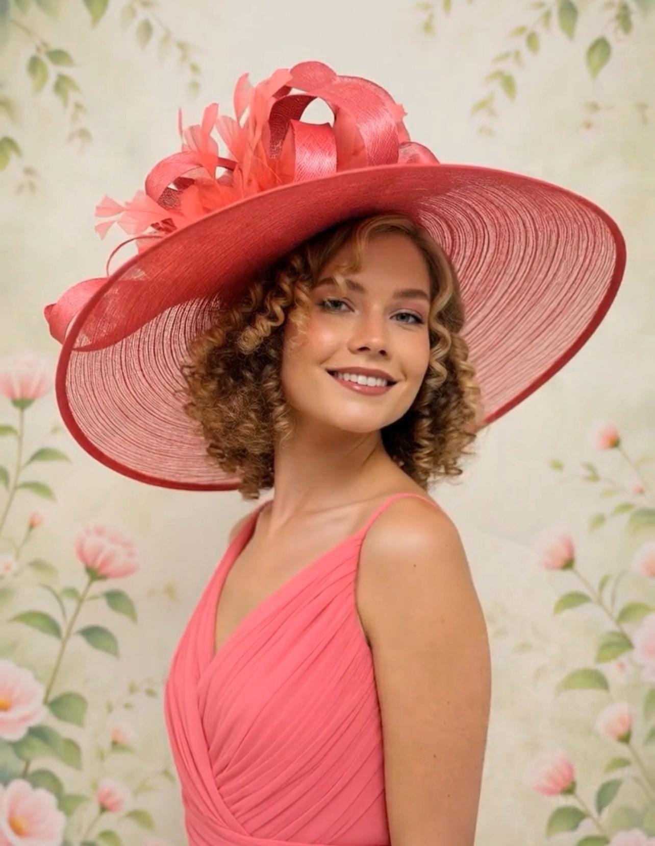 Coral Church Hat - Etsy display picture 2