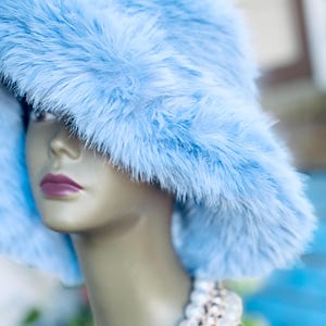 Cappello da pescatore in pelliccia sintetica BLU: soffice cappello da pescatore invernale