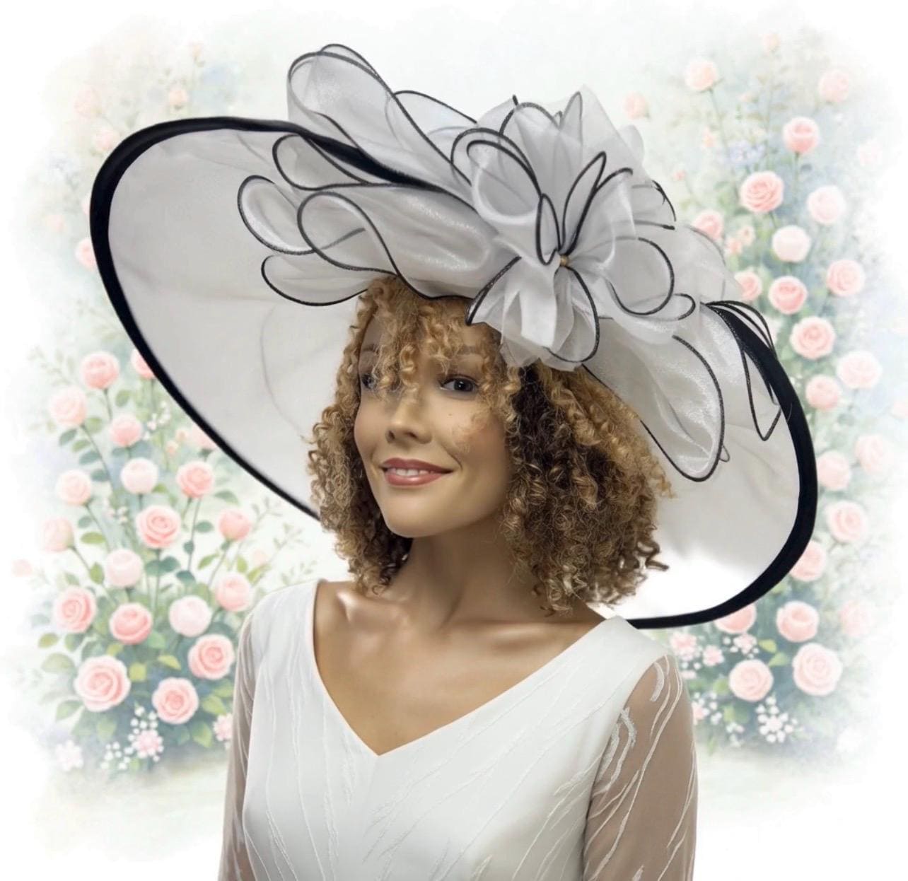 Statement White and Black Lace Floral Fascinator Headband flowercrown_1_1200x1200.jpg?v=  main image 3