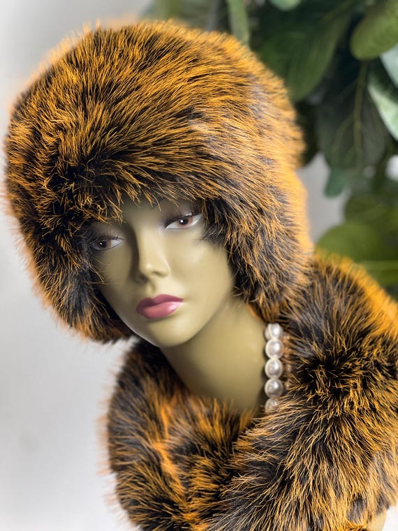 ORANGE Luxury Faux Fur Winter Hat & Scarf – Multiple Colors  display picture 1