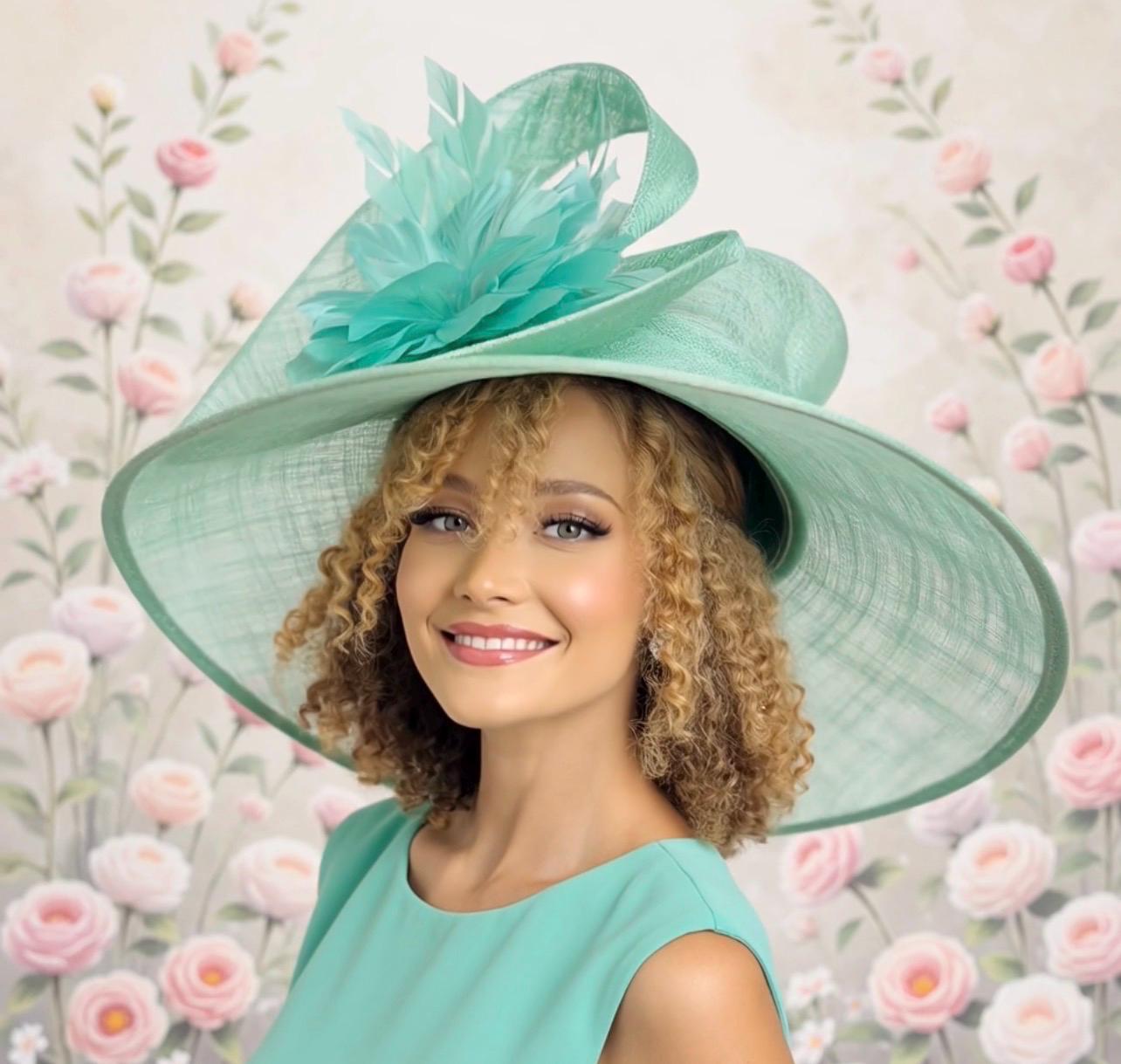 Vintage Elegant Light Green Ladies Church Hat with Decorative Applique Church Green Vintage Hats for Women for sale | eBay main image 3