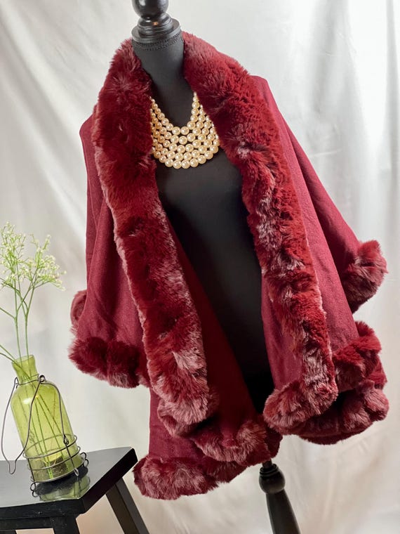maroon cape shawl