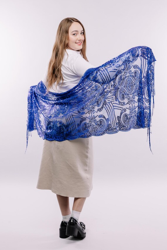 blue sequin shawl