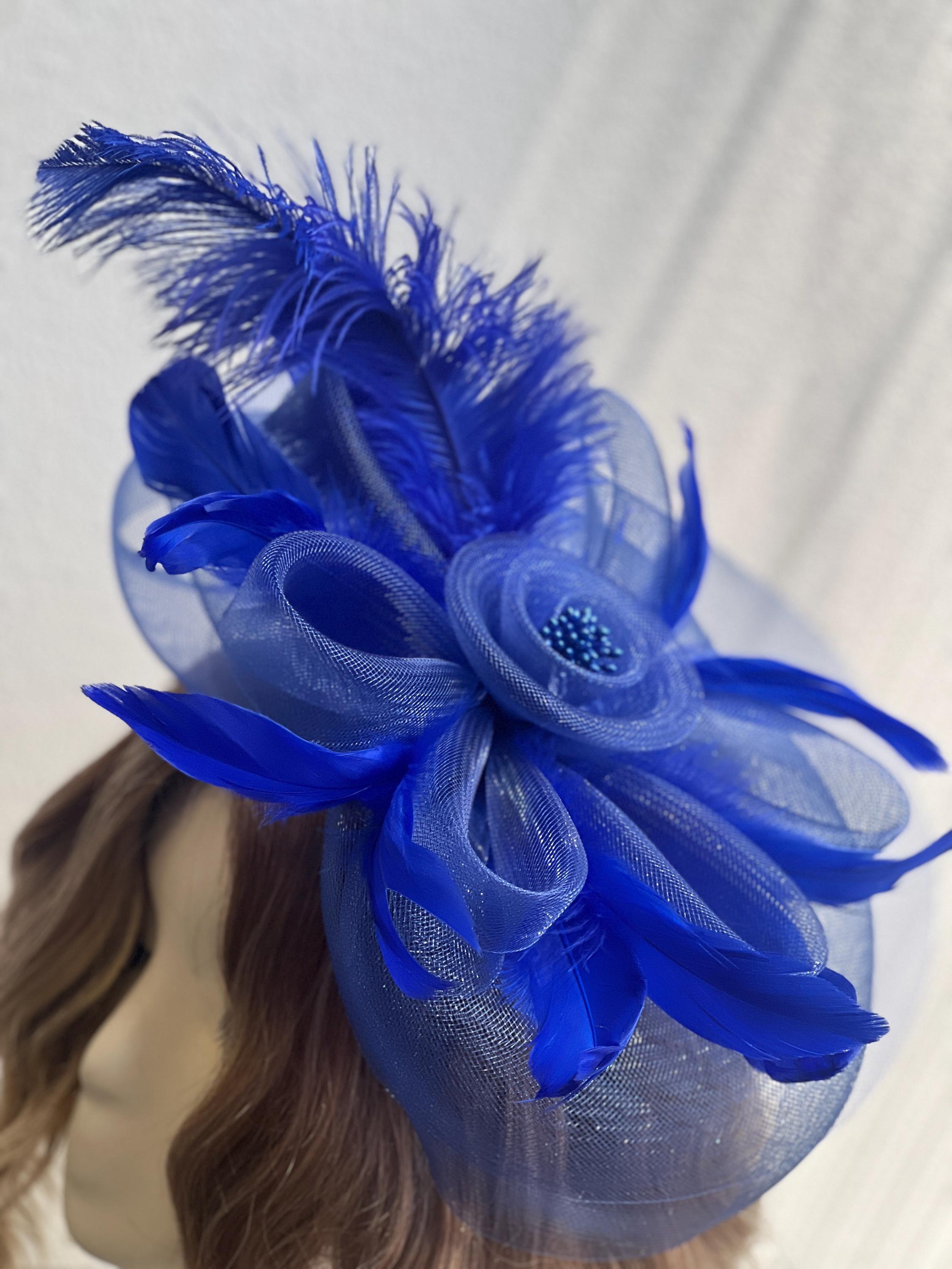 Royal Blue Feather Fascinator: Kentucky Derby Tea Party 