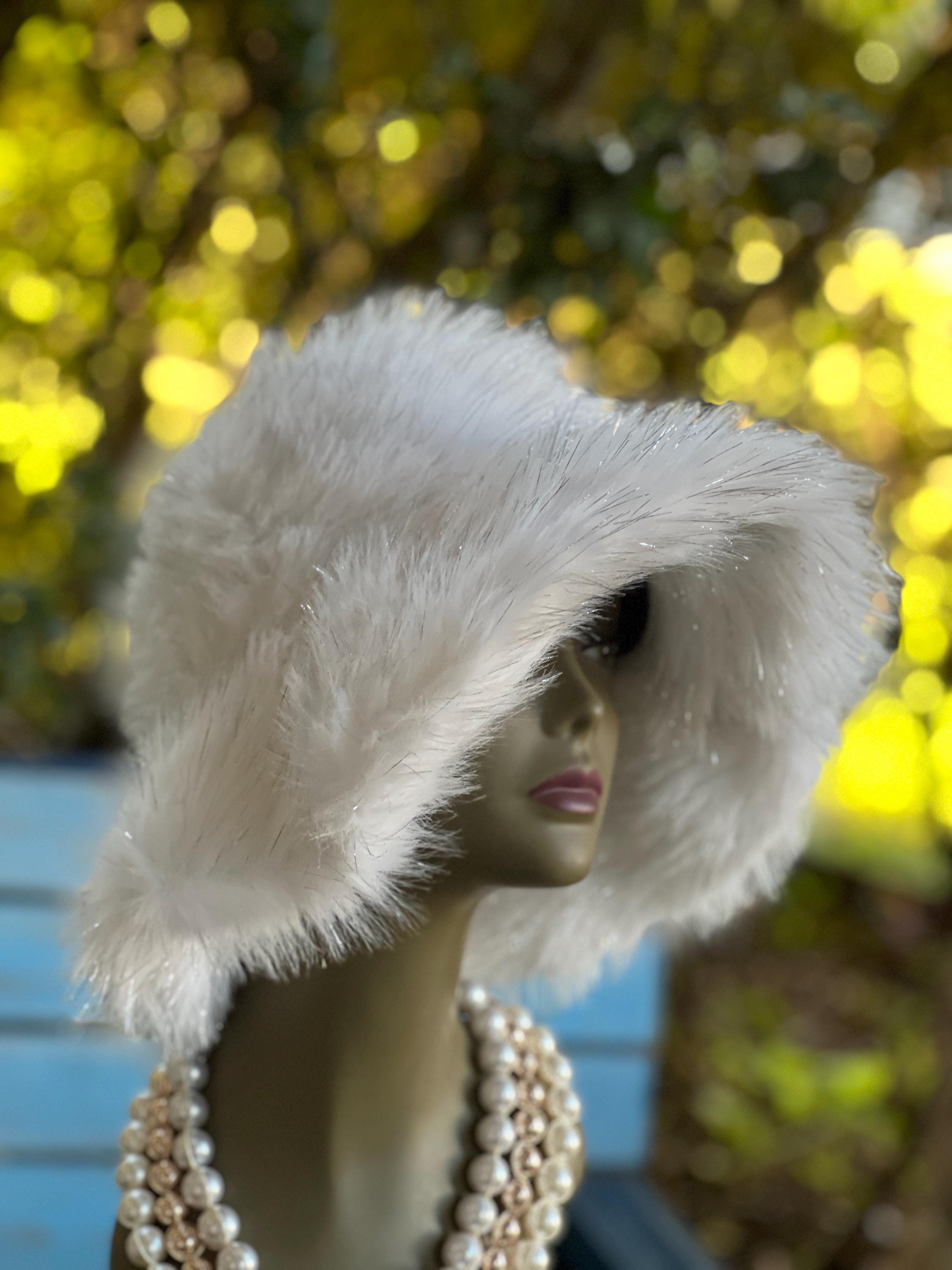 Glitter Faux Fur Bucket Hat: Beige Fluffy Winter Hat - Etsy display picture 3
