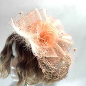 Orange Handmade Fascinator – Elegant Timeless Headpiece Tea Hat Wedding Fascinator Church Hat Birthday Fascinator Hat Mini Hat