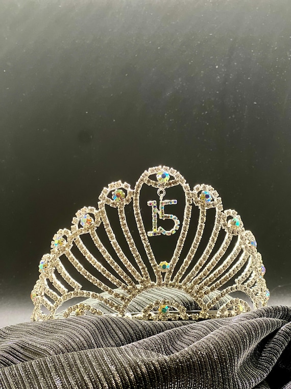 Vintage Rhinestone Quinceañera Prom Queen Crown / Tiara Unique Rare Crown Tiara Gorgeous Vintage Rhinestone Quinceanera Prom  main image 3