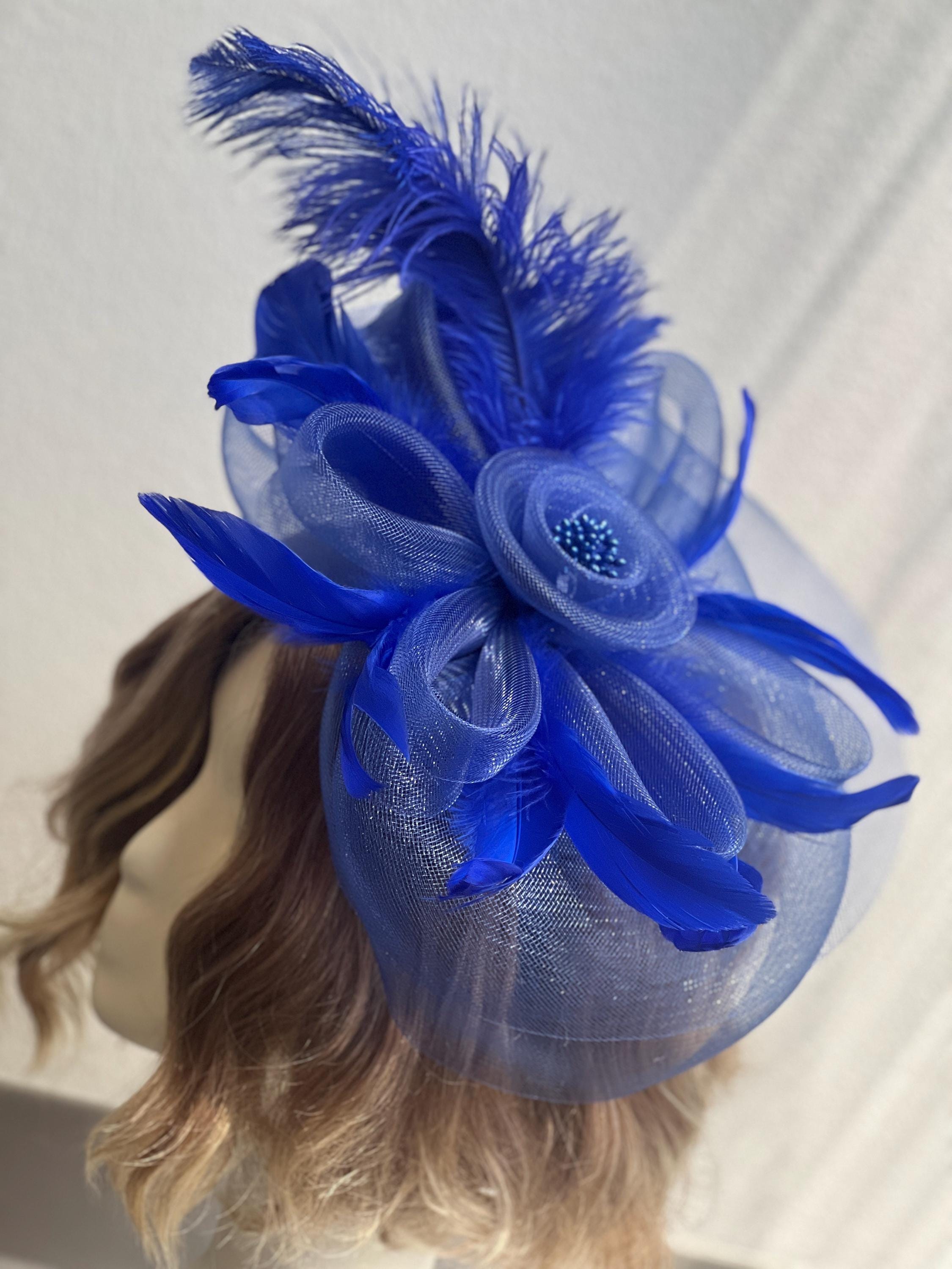 Royal Blue Feather Fascinator: Kentucky Derby Tea Party  display picture 2