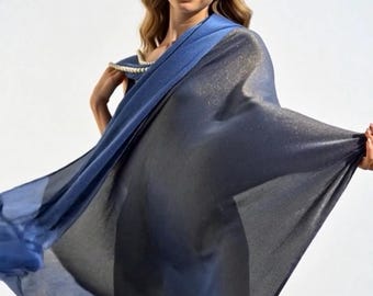 Double-Sided Metallic Pashmina Scarf – Shimmering Gold Wrap for Elegant Evenings (27” x 70”)
