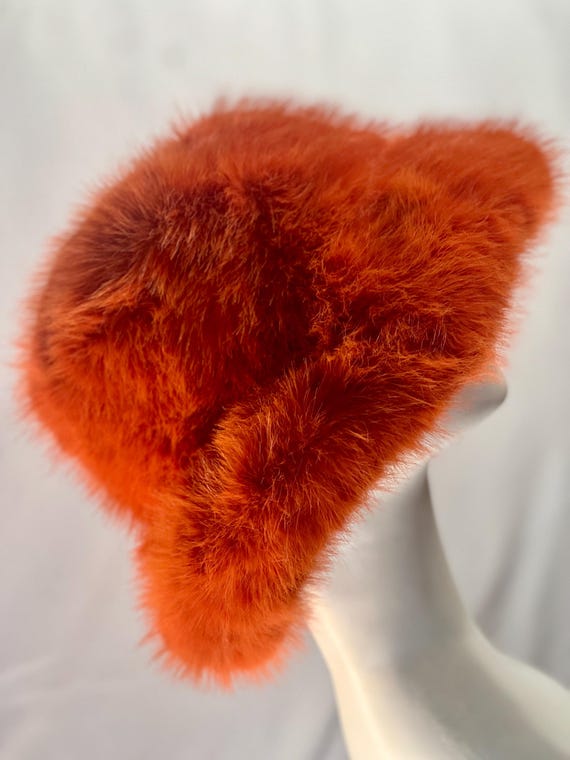 LAST ONE ? Orange Faux Fur Winter Bucket Hat Orange Crush Faux Fur Bucket Hat / Floppy Hat / Festival Hat  main image 2