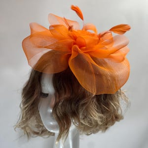 Orange Handmade Fascinator – Elegant Timeless Headpiece Tea Hat Wedding Fascinator Church Hat Birthday Fascinator Hat Mini Hat