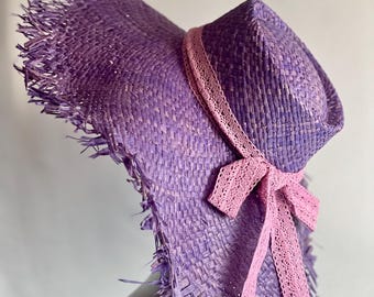 Purple Raffia Palm Hat – Stylish and Trendy Summer Accessory
