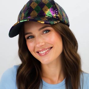 Festive Mardi Gras Chevron Sequin Cap - Eye-Catching Party Hat for Celebrations