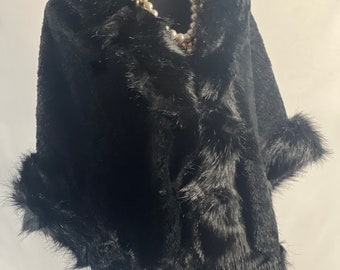 BLACK Faux Fur Shawl – Soft, Warm, and Elegantly Cozy for Special Occasions