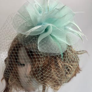 Mint Color Handmade Fascinator – Elegant Timeless Headpiece Tea Hat Wedding Fascinator Church Hat Birthday Fascinator Hat Mini Hat