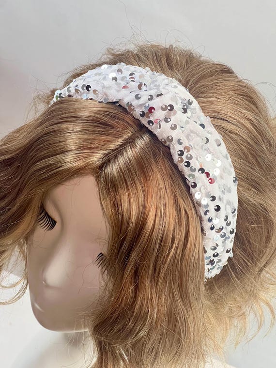 White Sequin Headband: Glamorous Sparkling Headpiece - Etsy display picture 1