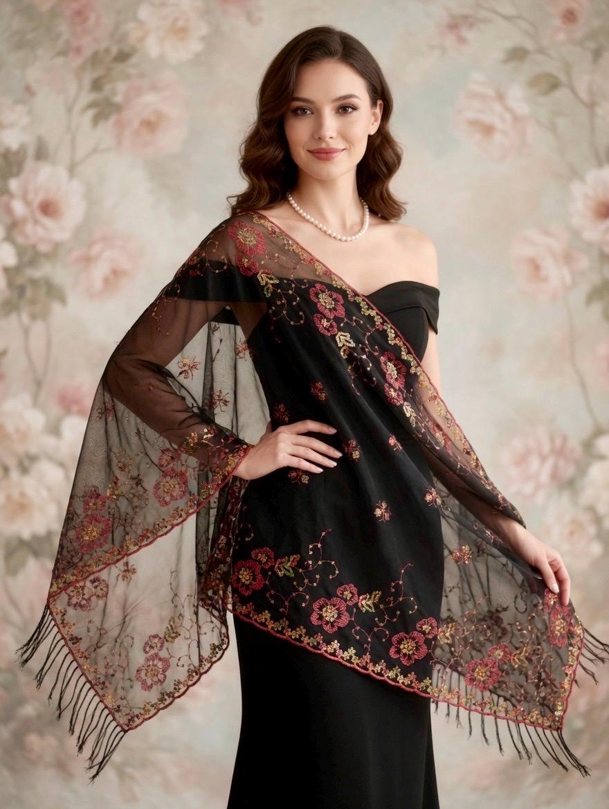 Black Shawls for Evening Dresses