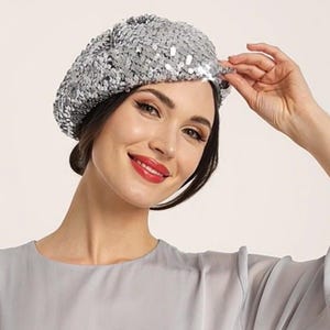 Black Sequin Beret - Etsy display picture 1