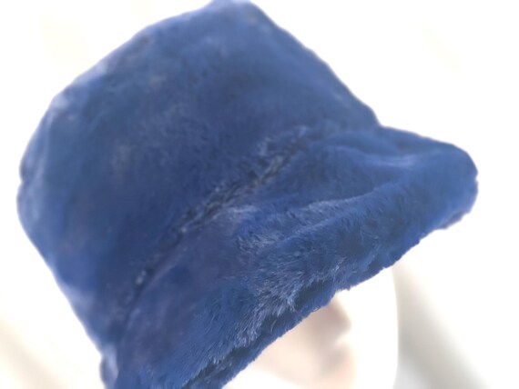 Navy Blue Faux Fur Bucket Hat: Plush Winter Hat - Etsy display picture 1