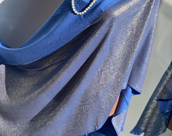 Royal Blue Shimmer Scarf: Glitter Thread Metallic Sheen (27" x 74")