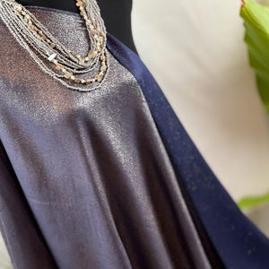 Navy Blue Shimmer Scarf: Glitter Thread Metallic Sheen, Elegant Style