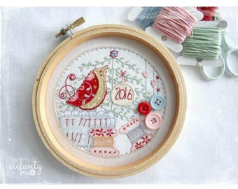 Stitchy Blessings - hand embroidered Christmas ornament pattern - digital download