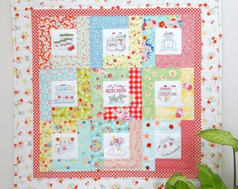 My Scrappy Vintage Kitchen - 9 hand embroidery designs and a wall quilt pattern - digital download