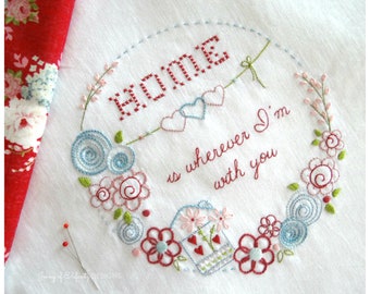 Home Is With You - hand embroidery pattern - digital download - hoop art