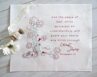 Peace of God - hand embroidery pattern - Philippians 4:7 - digital download