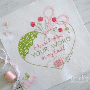 Hidden In My Heart - hand embroidery pattern - Psalm 119:11 - digital download