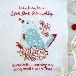 Holy, holy, holy - hand embroidery pattern with applique - digital download - hymn