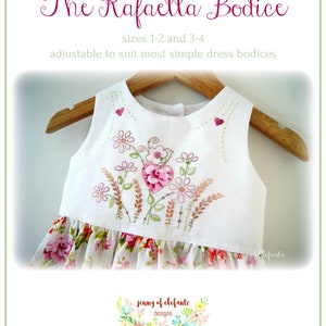 The Rafaella Bodice - hand embroidery and applique pattern for a basic child's dress sizes 1 to 4 - digital download