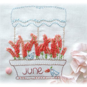 A Year in the Garden - 12 blocks - hand embroidered - quilt pattern - digital download