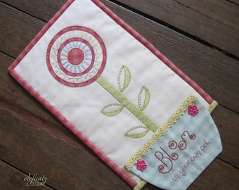 BLOOM In Your Own Pot - wall hanging - hand embroidery - applique - tutorial - digital download