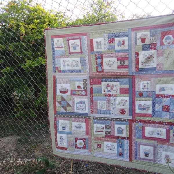 SIMPLE DAYS - full 9-part hand embroidery and applique quilt pattern