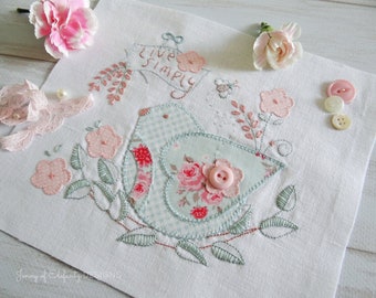 Live Simply - hand embroidery pattern - applique - digital download