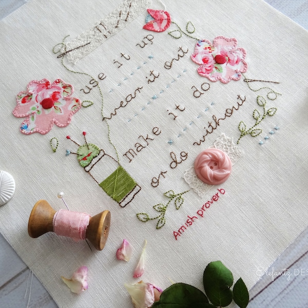 Use It Up - shabby chic - Amish quote - hand embroidery pattern - digital download